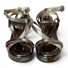 Dolce & Gabbana Metallic Silver Wedge Sandals