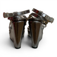Dolce & Gabbana Metallic Silver Wedge Sandals