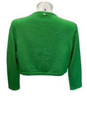 Oscar de la Renta Cropped Cardigan Set Luxury Silk Knit Multicolor Collection - Green Cardigan