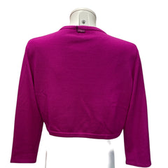 Conjunto de Cárdigan Corto Oscar de la Renta Colección de Punto de Seda de Lujo Multicolor - Cárdigan Fucsia