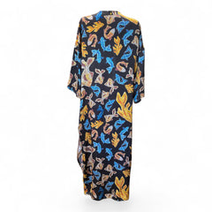 Elena Makri Black Silk Fish Print Kimono – One Size