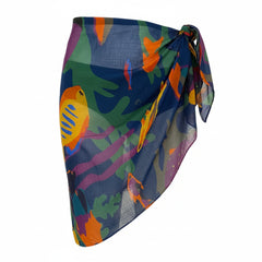 Eres Fish Print Pareo Multicolor Silk Blend Scarf Wrap