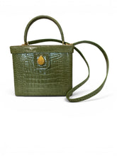 Ethan K Green Crocodile Leather Bucket Top Handle Bag with Certificate