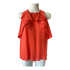Etro Silk Ruffle Sleeveless Top Coral Size 40