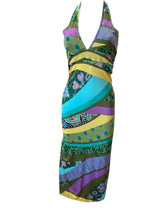 Etro Multicolor Silk Halter Dress with Abstract Print – Size 42