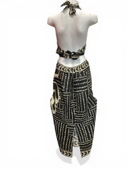 Johanna Ortiz Heart Of The Jungle Linen Midi Dress Green Black Tropical - Size 6