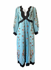 FARM Rio Blue Flowing Beauty Embroidered Midi Dress – New With Tags