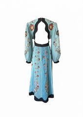 FARM Rio Blue Flowing Beauty Embroidered Midi Dress – New With Tags