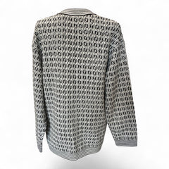 Fendi FF Jacquard-Knit Cardigan – Black & White – Size 44