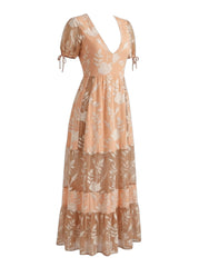 For Love & Lemons Mia Maxi Dress Peach Embroidered Mesh – Size Large