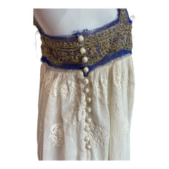 Free People Kristal’s Limited Edition Summer Dress – Embroidered White & Blue Bohemian Maxi Dress – Size 2