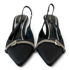 Gedebe Dominique Black Satin Slingback Pumps – Size 37