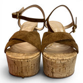 Gianvito Rossi Brown Suede Cork Platform Sandals - Size 40
