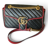 Gucci GG Marmont Bicolor Matelassé Flap Shoulder Bag – Black & Red