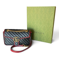 Gucci GG Marmont Bicolor Matelassé Flap Shoulder Bag – Black & Red