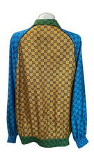 Gucci GG Monogram Silk Biker Jacket Multicolor Zip Front - Size XL