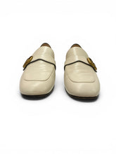 Gucci Marmont White Leather Low Heel Loafers Gold Double G Logo, with Dust Bag - Size 39