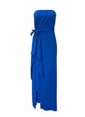 Halston Strapless Blue Maxi Dress with Belt – Size 0