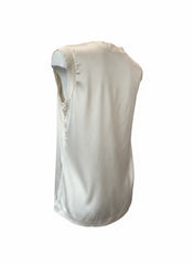 Hellene Ecru Silk Sleeveless Top – Minimalist Luxury Silk Blouse – Size Small