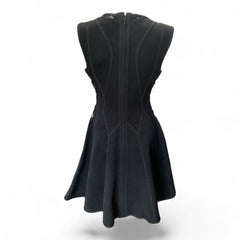Hervé Léger Lace-Up Cutout Flared Dress – Black – Size Medium