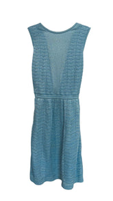 Missoni Light Blue Metallic Knit Mini Dress Sleeveless - Size 38