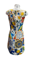 Dolce & Gabbana Sicily Maiolica Multicolor Silk Floral Midi Dress, Iconic Italian Print Dress - Size 42