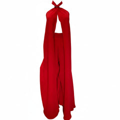 Mojo Red Co-Ord Set Pants and Long, Elegant Two Piece Outfit - Size Small