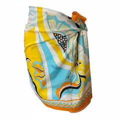 Emilio Pucci Printed Pareo Scarf Yellow Orange Blue – Luxury Silk Beach Wrap