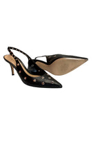Gianvito Rossi Lydia Sling 70mm Black Leather Pumps, Designer Heels - Size 40