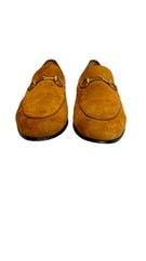 Gucci Jordaan Horsebit Suede Loafers Tan, Classic Designer Loafers - Size 39