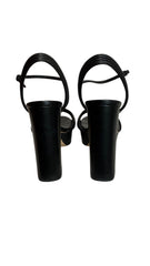 Casadei Black Leather Platform Sandals Block Heel, Designer Heels - Size 6.5