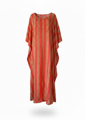 ISSA Coral Kaftan Maxi Dress with Underdress
