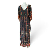 J'aime les Garçons Embroidered Floral Maxi Dress – Black – Medium