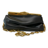 Jimmy Choo Diamond Frame Leather Clutch – Black & Gold