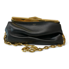 Jimmy Choo Diamond Frame Leather Clutch – Black & Gold