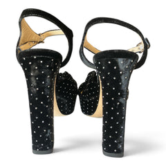 Jimmy Choo Heloise Crystal-Embellished Velvet Platform Sandals – Black – Size 39