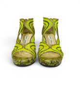 Jimmy Choo Neon Green Python Mesh Magnum Sandals - Size 38.5