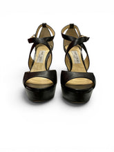 Jimmy Choo April 120 Black Leather Platform Sandals - Size 38.5