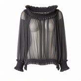 Jitrois Sheer Ruffled Blouse – Black – No Size Tag
