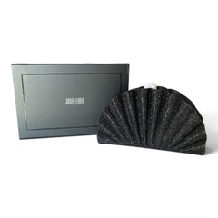 Judith Leiber Couture Origami Fan Crystal-Embellished Satin Clutch – Black