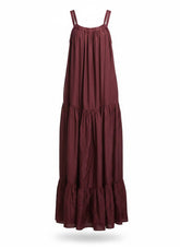 Kalita Burgundy Silk Maxi Dress – One Size