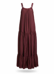 Kalita Burgundy Silk Maxi Dress – One Size