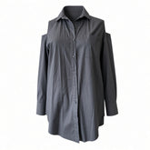 Kendall + Kylie Black Cold-Shoulder Button-Down Shirt – Size XS