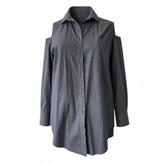 Kendall + Kylie Black Cold-Shoulder Button-Down Shirt – Size XS