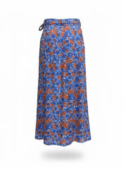 Kilky Blue & Orange Floral Wrap Skirt - Size M/L