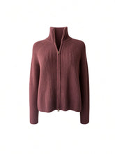 Lisa Yang Ribbed Cashmere Zip-Up Cardigan – Dusty Purple – Size 1
