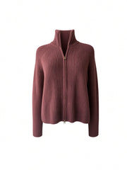 Lisa Yang Ribbed Cashmere Zip-Up Cardigan – Dusty Purple – Size 1