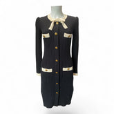 Luisa Spagnoli “Mela” Knitted Midi Dress – Black & Cream – Size Small