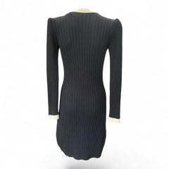Luisa Spagnoli “Mela” Knitted Midi Dress – Black & Cream – Size Small