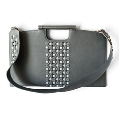 Marina Raphael Large Riviera Embellished Leather Bag – Black